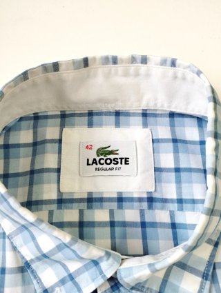 Camisa Lacoste cuadros azul y blanco