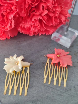 Conjunto Flamenca Flores Coral y Beige