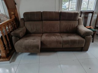 Conjunto 3 sofás marrón tela