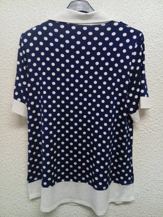 Blusa estilo camisa lunares azul y blanco