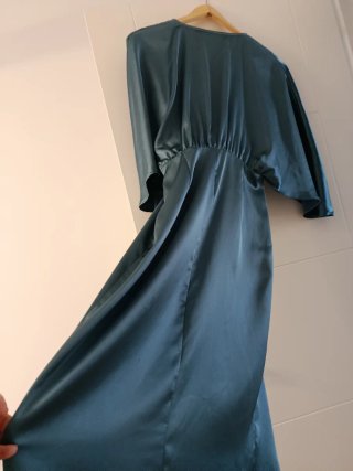 Vestido de fiesta verde azulado