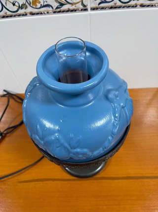 Lámpara de mesa forja y azul