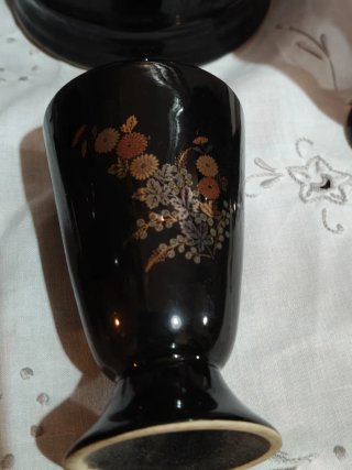 Servizio vintage tè/caffè nero decorato