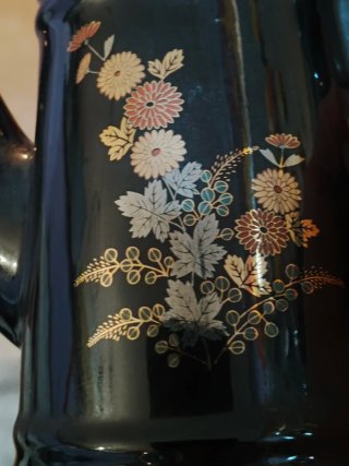 Servizio vintage tè/caffè nero decorato