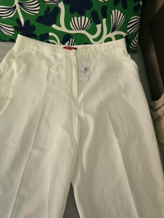 Pantalones Guess vestir azul y blanco roto
