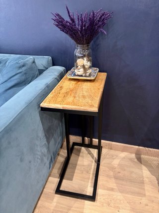 Mesa auxiliar madera y metal