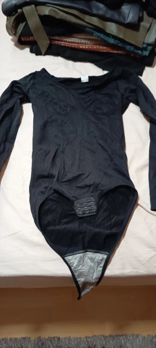 Body manga larga beige y negro talla M (pack de 2)