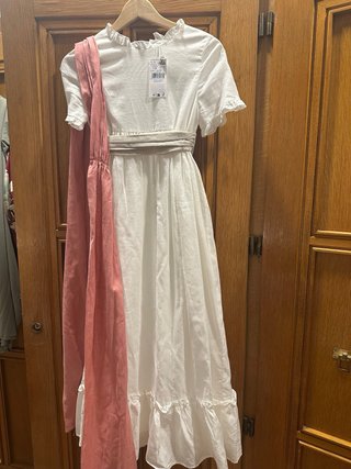 Vestido blanco Mango 12 y fajín Teresa y Leticia