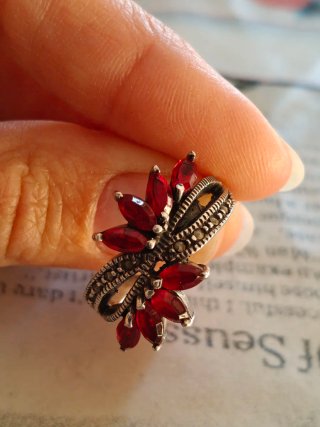 Anillo pétalos,Vintage, plata