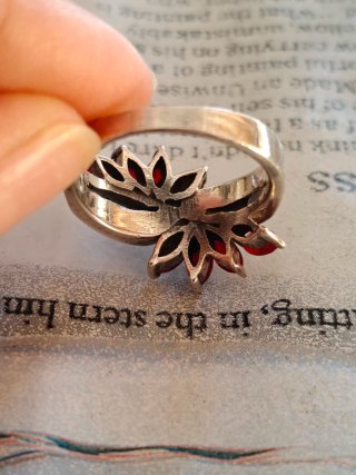 Anillo pétalos,Vintage, plata