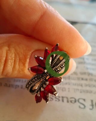 Anillo pétalos,Vintage, plata