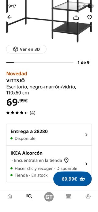 Tavolo consolle Ikea Vittsjö in cristallo e metallo