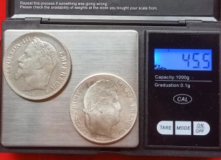 Francia 2 Monete 5 Franchi 1834/1867 antimagnetici