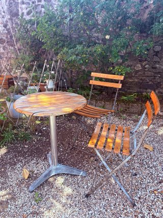 Set tavolo e 2 sedie da giardino vintage