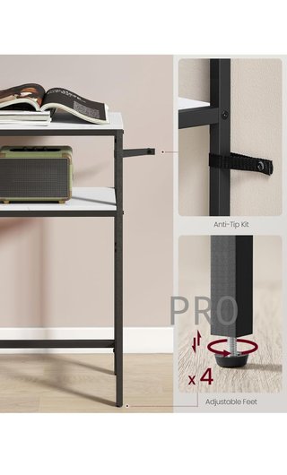 Mesa consola, mesa auxiliar estrecha de 2 niveles
