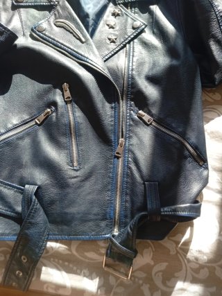 Cazadora polipiel Mango azul joven