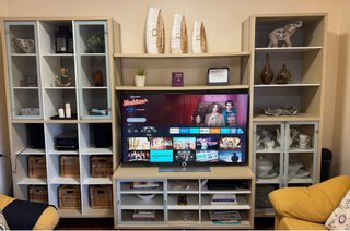 Mueble TV modular madera y cristal