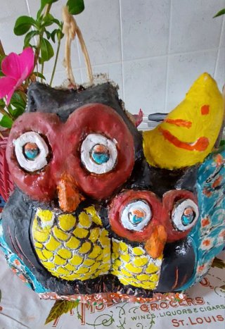 Gufi in gesso artigianato