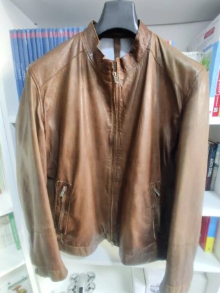 Chaqueta Piel Massimo Dutti Marrón Deportiva