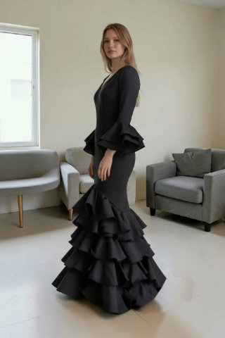 Vestido Flamenca Negro Artesanal