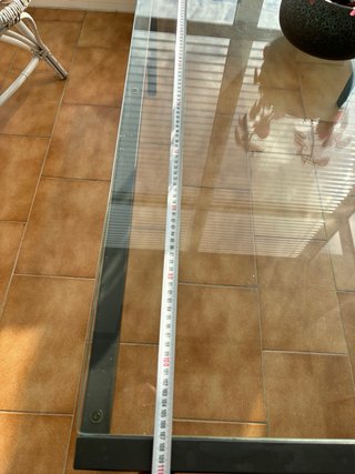 Mesa de centro cristal y metal gris