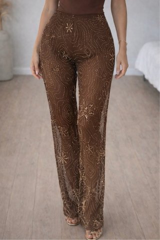 Pantalones abalorios y lentejuelas Zara