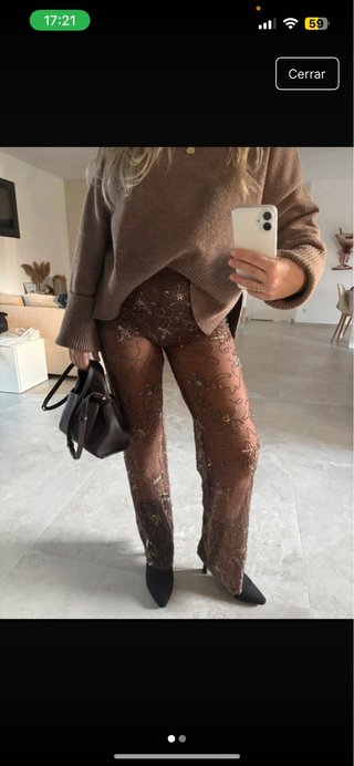 Pantalones abalorios y lentejuelas Zara