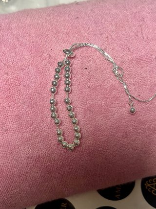 Pulsera Plata Ley Cierre Ajustable Bolas
