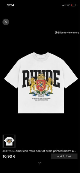 Camiseta Rhude L Blanca Estampado Escudo