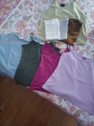Lote 8 Camisetas Tirantes Mujer licra y algodon