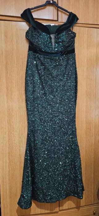 Vestido largo lentejuelas verde