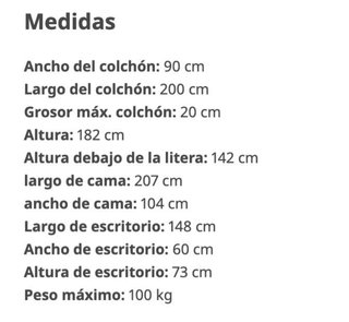 Litera juvenil con escritorio y armario