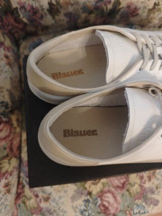 Blauer Sneakers Pelle Bianca Uomo 45