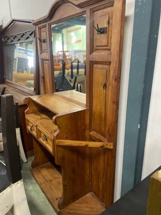 Mueble recibidor madera con espejo