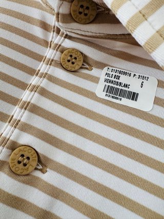 Polo Lacoste Sport Rayas Beige y blanco Talla XL