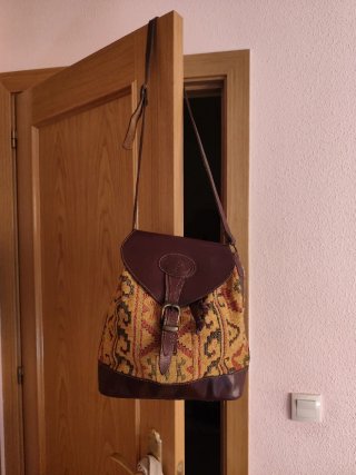 Bolso vintage cuero argentino multicolor