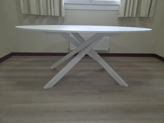Mesa Comedor Ovalada Blanca 6 Puestos