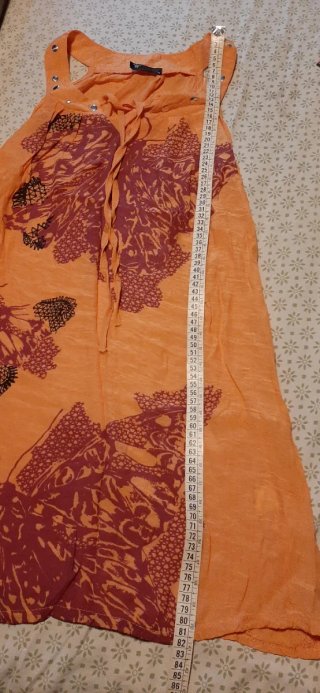 Top lungo boho arancione vintage vestito corto