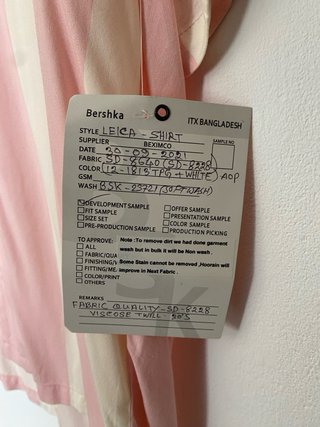 Camisa SAMPLE Bershka rayas rosa y blanco