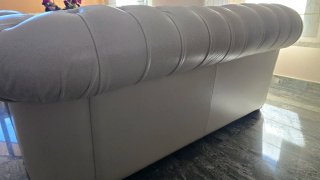 Conjunto de 2 Sofás Chester Natuzzi Blanco Piel