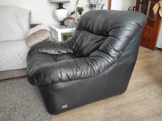 Butaca sofa de piel negras (2 unidades)