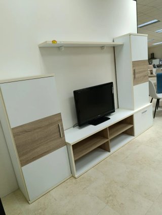 Mueble de TV modular blanco y cambriam