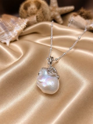 Collana perla barocca argento 925 rodiato donna
