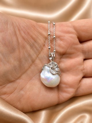 Collana perla barocca argento 925 rodiato donna