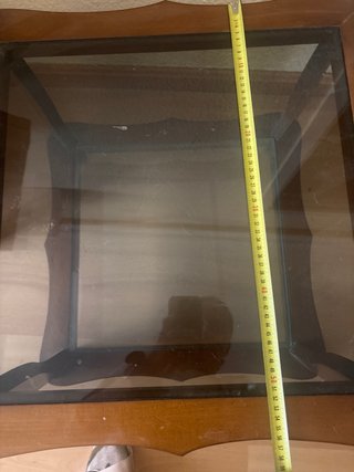 Mesa auxiliar madera y cristal