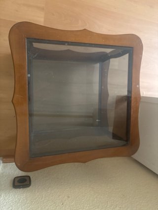 Mesa auxiliar madera y cristal