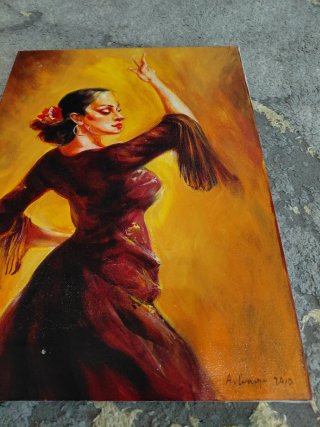 Dipinto ad olio ballerina flamenco 45x33