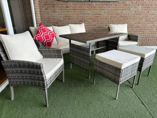 Conjunto Terraza Completo Beige y Gris