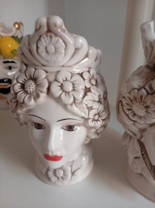 Coppia Teste di Moro Ceramica Cm 25