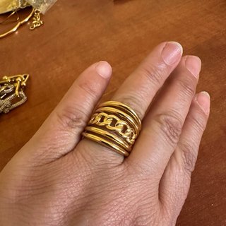 Anello fascia larga acciaio color oro